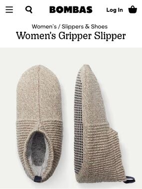 Bombas Women's Gripper Slipper - Medium - Taupe Knit